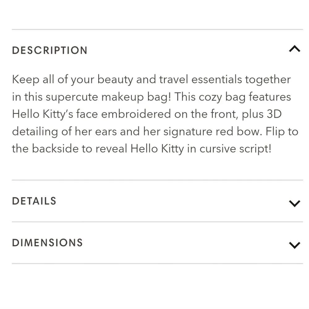 Impressions X Hello Kitty Unfold‎ Travel Cosmetic Bag